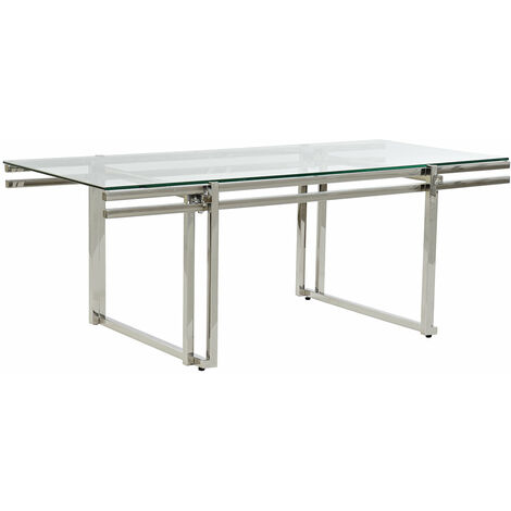 Edelstahlglas Couchtisch 120x60x45 Silber Edelstahl Glasglas mehrfarbiger Farbfamilienmitte Details