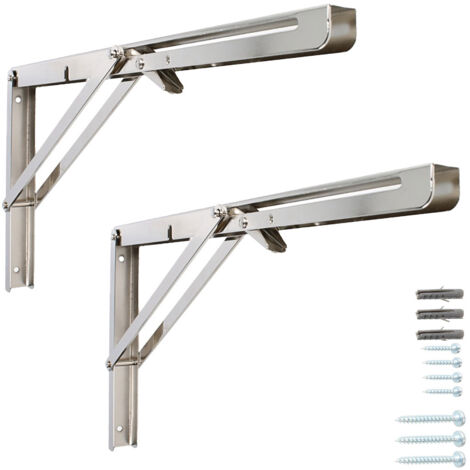 Edelstahloptik 400x215mm Klappstütze 1 Paar Klappkonsolen Klappregalhalter Stahl