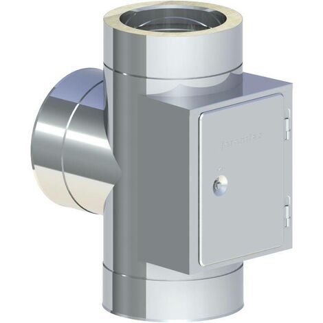 Edelstahlschornstein doppelwandig DN150 Reinigungselement Abgas Rohr 0,5 mm Kamin Rauchrohr