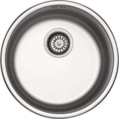 Edelstahlspüle 450 mm rund 1 Becken inkl. Siebkorbventil Überlauf