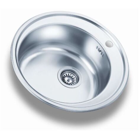 Edelstahlspüle 520 mm 1 Becken inkl. Siebkorbventil Überlauf