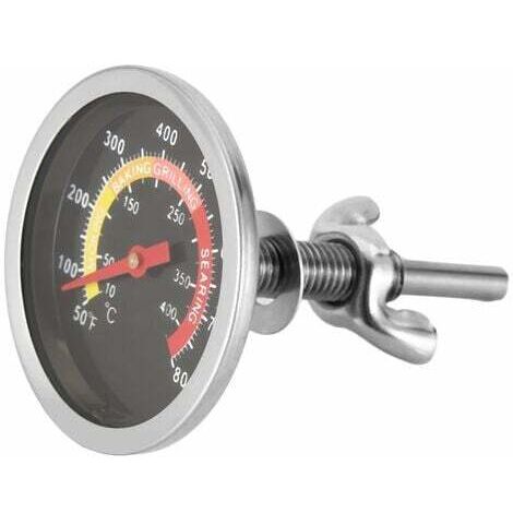Edelstahlthermometer für Grill, Smoker, Thermometer, Temperaturanzeige von 10-400°C, Edelstahl