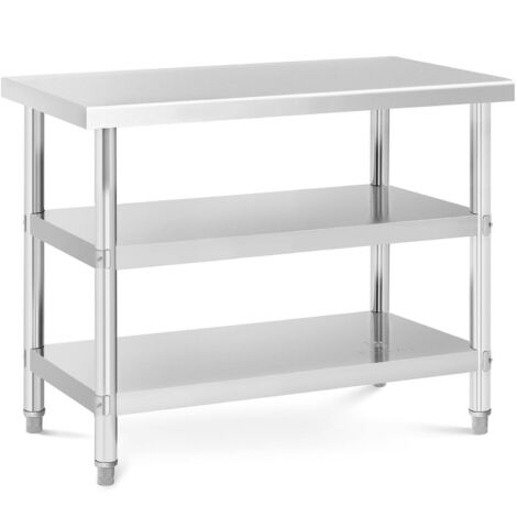 Edelstahltisch Arbeitstisch Küche 100 x 60 x 5 cm 2 Ablagen verstellbare Füße - Blau