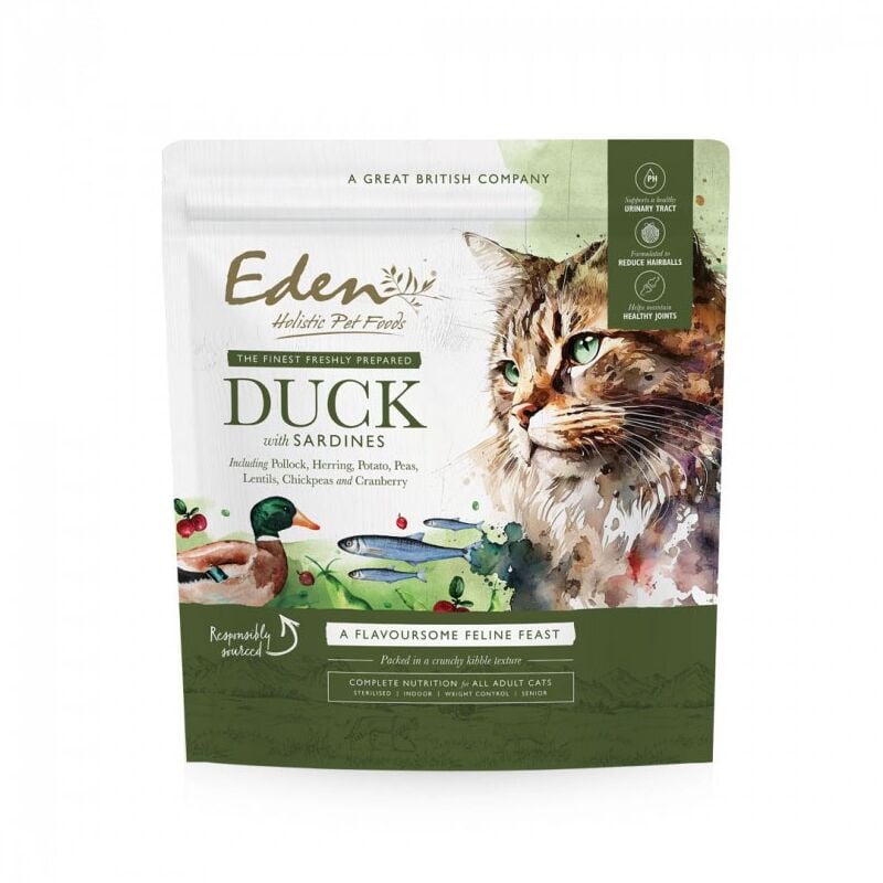 Eden - Canard & Sardine - Croquettes pour chat - 1,5 kg