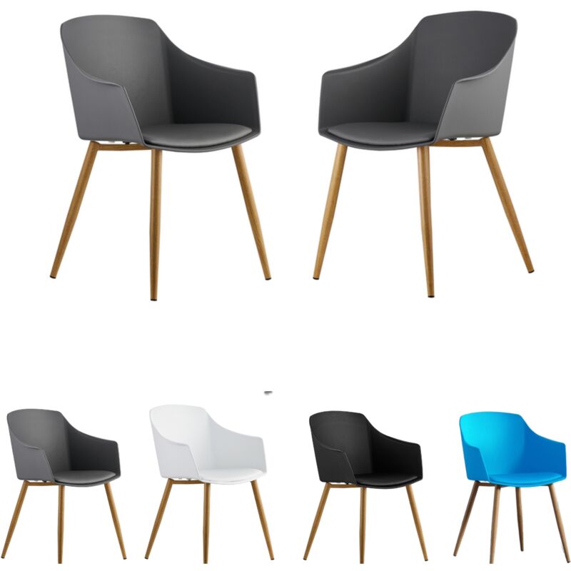 Life Interiors - Lot de 2 chaises en plastique Eden avec coussins en similicuir - Chaise de salle à manger rembourrée pour salle à manger, cuisine