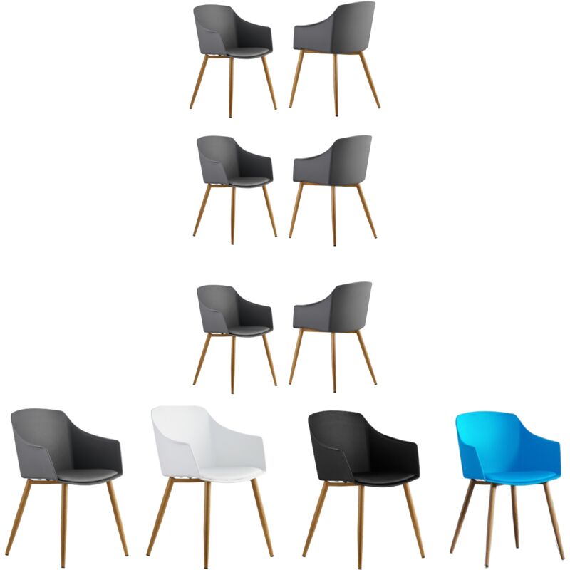 Life Interiors - Ensemble Lot de 6 chaises en plastique Eden avec coussins en similicuir - Chaise de salle à manger rembourrée pour salle à manger,