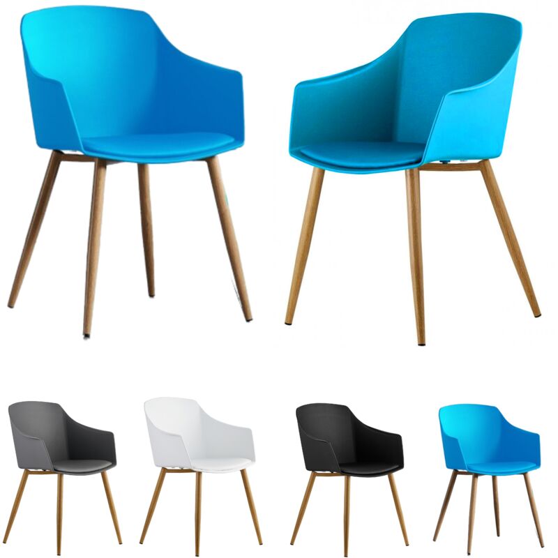 Life Interiors - Lot de 2 chaises en plastique Eden avec coussins en similicuir - Chaise de salle à manger rembourrée pour salle à manger, cuisine