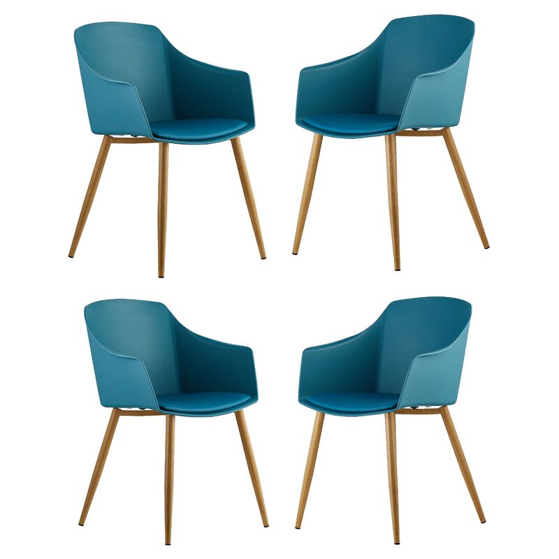 Life Interiors - Lot de 4 chaises en plastique Eden avec coussins en similicuir - Chaise de salle à manger rembourrée pour salle à manger, cuisine