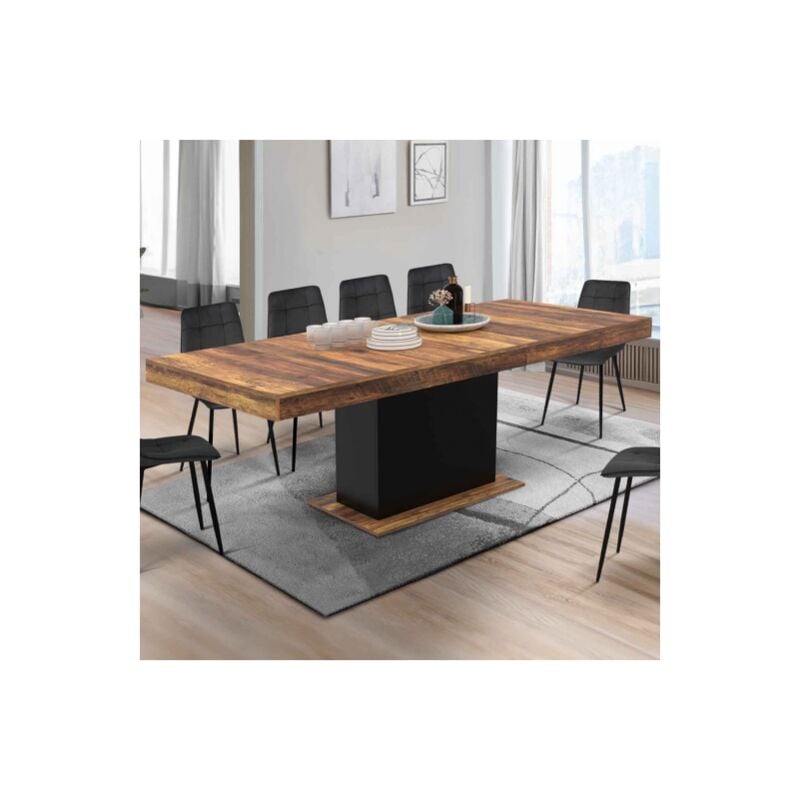 EDEN mesa de comedor extensible HAWKINS tapa de madera oscura 6-10 personas 160-200cm