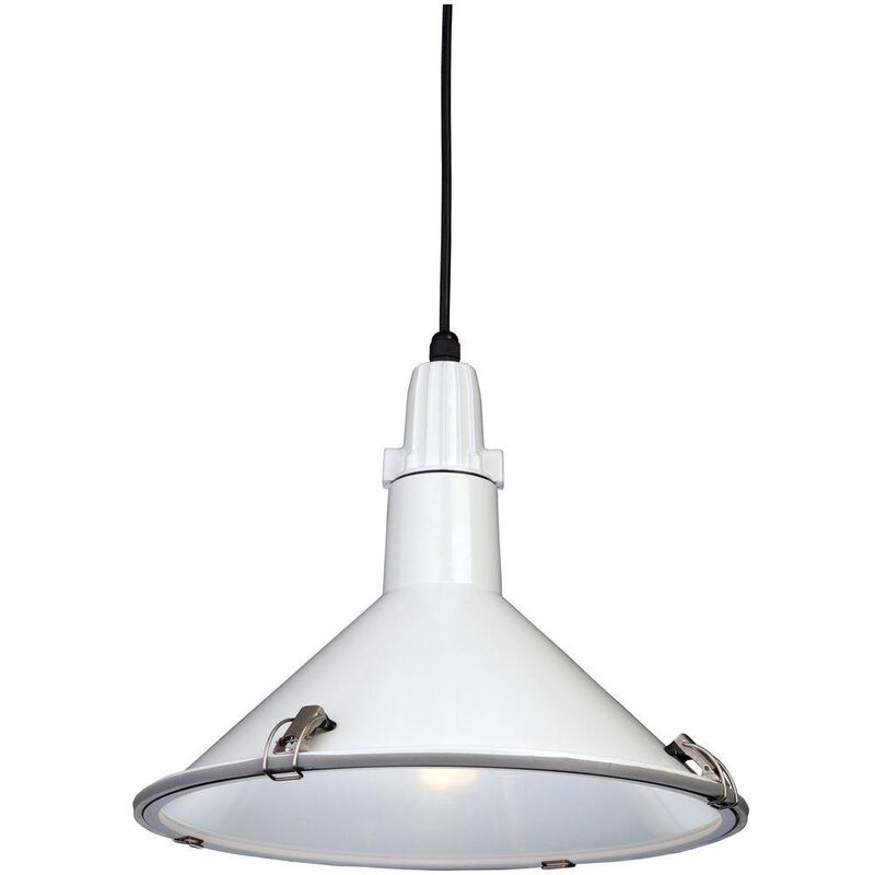 Eden - 1 Light Dome Ceiling Pendant White IP44, E27 - Firstlight