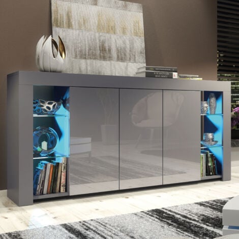 OLIVIA FURNITURE White with Gloss Doors & LED