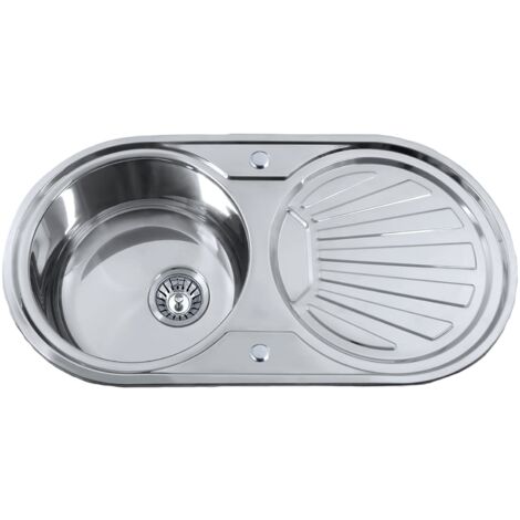 Edesa  Lavello sopra piano  Modello K2 SE 84 1C1E REVERSIBILE  Lavello da incasso  1 secchio rotondo  Lavello da cucina con Ecurrier  Con foro per rubinetto  Larghezza 45 cm
