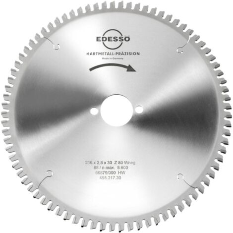 EDESSÖ HW Kreissägeblatt Präzision 216 x 2,8 x 30 mm Z80 W neg.