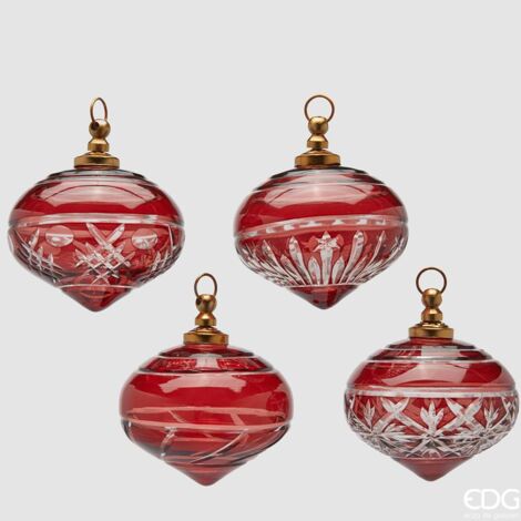 EDG Addobbo Trottola Intagli Assortiti 4 Pezzi Rosso