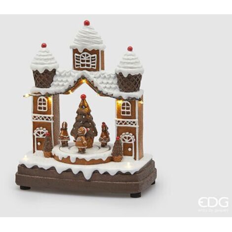 EDG, CASETTA DI MARZAPANE, 26.5X20X11CM, COLORE NOCCIOLA, NATALE, DECORAZIONI DI NATALE