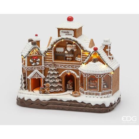 EDG, CASETTA DI MARZAPANE CON BABBO NATALE, 30X31X17CM, COLORE NOCCIOLA, NATALE, DECORAZIONI NATALIZIE
