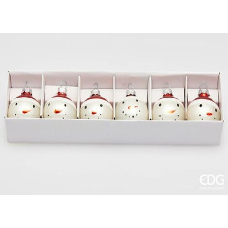 EDG, CONFEZIONE 6 PALLINE DI NATALE PUPAZZO NEVE, Ø4CM, NATALE, DECORAZIONI DI NATALE
