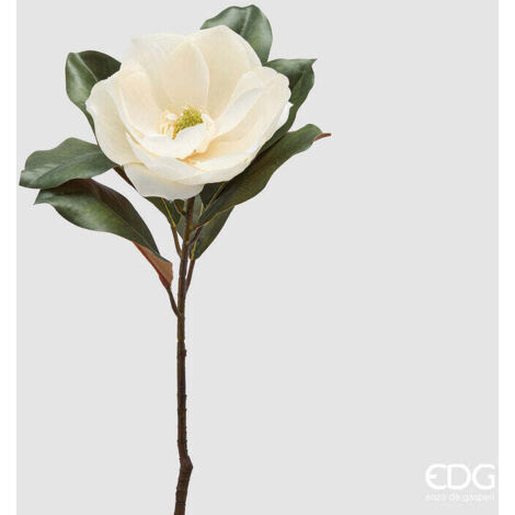EDG Enzo De Gasperi Magnolia Ramo con Foglie H 43 Cm Pianta Artificiale Colore Avorio