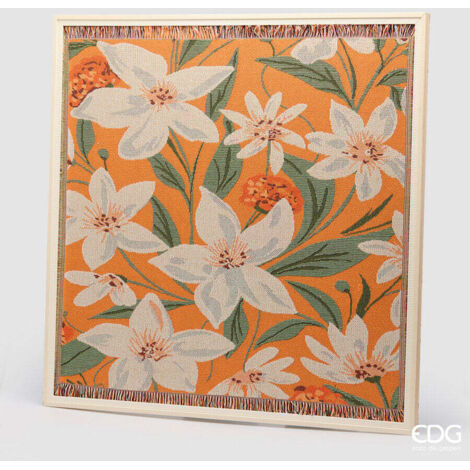EDG Enzo De Gasperi Quadro Fiori Quadrato 97 x 97 Cm Orange Mix – Decorazione Parete Design Moderno Casa