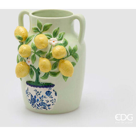 EDG Enzo De Gasperi Vaso Limoni Anfora H 26 Cm D 20 Cm Mix Giallo