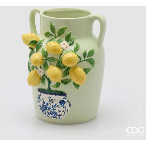 EDG Enzo De Gasperi Vaso Limoni Anfora H 30 Cm D 23 Cm Mix Giallo