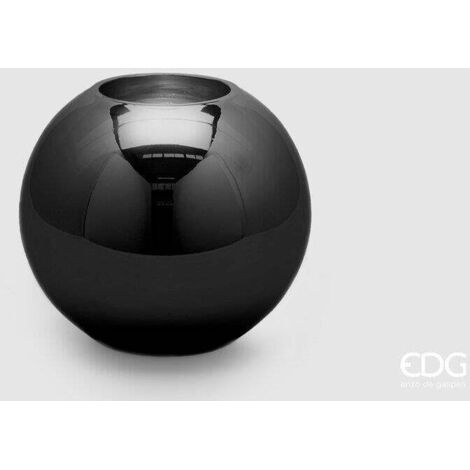 EDG Enzo De Gasperi Vaso Sfera H 16 Cm D 18 Vetro Molato Black