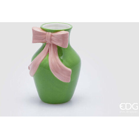 BOLTZE Dekovase Vase Esko - 3er Set in frischem Grün Keramik Matt Geriffelt (3 St