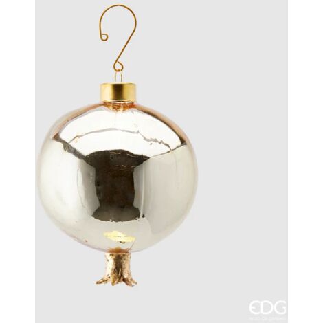 EDG, PALLINA DI NATALE MELOGRANO IN VETRO, Ø10CM, ORO, NATALE, DECORAZIONI DI NATALE