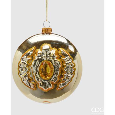 EDG, PENDENTE CON GEMMA, H12XØ10CM, ORO, NATALE, DECORAZIONI DI NATALE