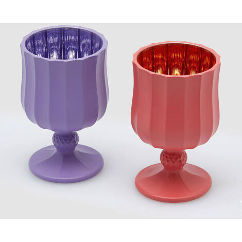 EDG PORTA CANDELA IN VETRO SATIN CALICE H11,6XD7CM COLORI ASSORTITI ROSSO O VIOLA