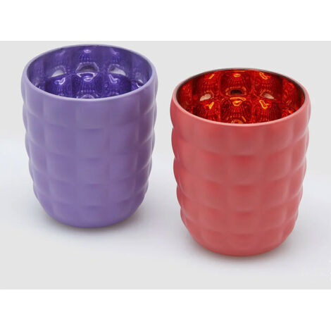 EDG PORTA CANDELA IN VETRO SATIN TUMBLER H9,6XD8CM COLORI ASSORTITI ROSSO O VIOLA