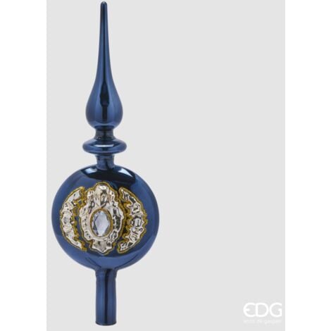 PERAGASHOP EDG, PUNTALE IN VETRO CON GEMME, H31XØ10CM, BLU, NATALE, DECORAZIONI DI NATALE