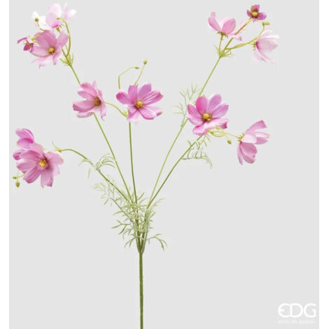 EDG RAMO DI COSMOS CON FOGLIE E BOCCIOLI ARTIFICIALE H90CM ROSA SCURO, CASA, ACCESSORI DECORATIVI, FIORI ARTIFICIALI