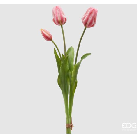 EDG - Ramo Singolo con Foglie Tulipano Rosa H73