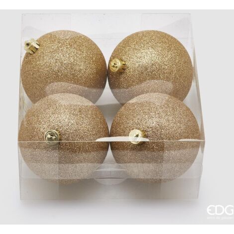 EDG Set 4 Pezzi Palla Di Natale Poly Glitter Oro 10 Cm