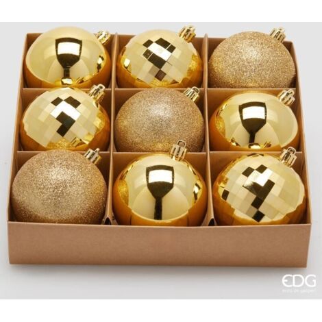 EDG Set 9 Pezzi Palla Di Natale Mirrormix Assortiti Oro8 Cm