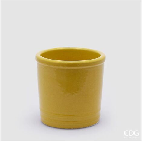 EDG, VASO GLAZE CILINDRO IN CERAMIC, GIALLO, VASI FIORIERE