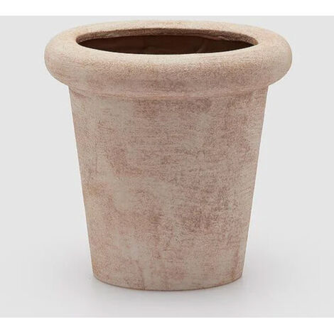 EDG VASO IN CERAMICA CON BORDO SVASATO HAZELNUT H23XD23 CM, VASO PER INTERNO ED ESTERNO