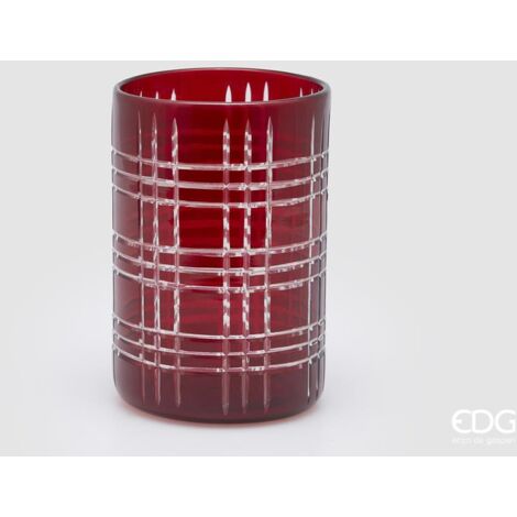EDG Vaso Tartan Cilindro Rosso H 20 cm