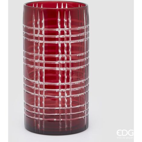 EDG Vaso Tartan Cilindro Rosso H 30 cm