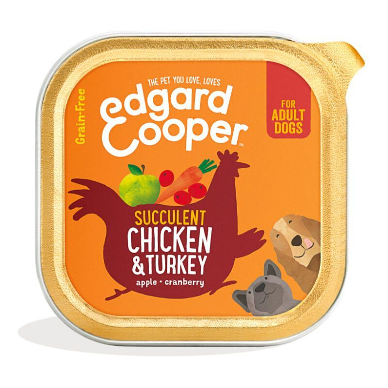 Edgard&cooper - kuipje hond adult kip/kalkoen graanvrij hondenvoer 18 x 300 g edgar cooper 542503948484