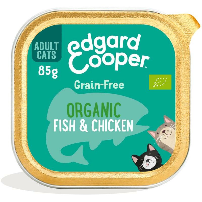 

Edgard & Cooper, comida húmeda para gatos sin cereales y ecológica con Pescado y Pollo ecológicos 85g