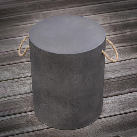 EDGE - Tabouret en Résine Finition Béton - Gris Foncé - Design Contemporain et Solide - Parfait pour Salon ou Terrasse Moderne