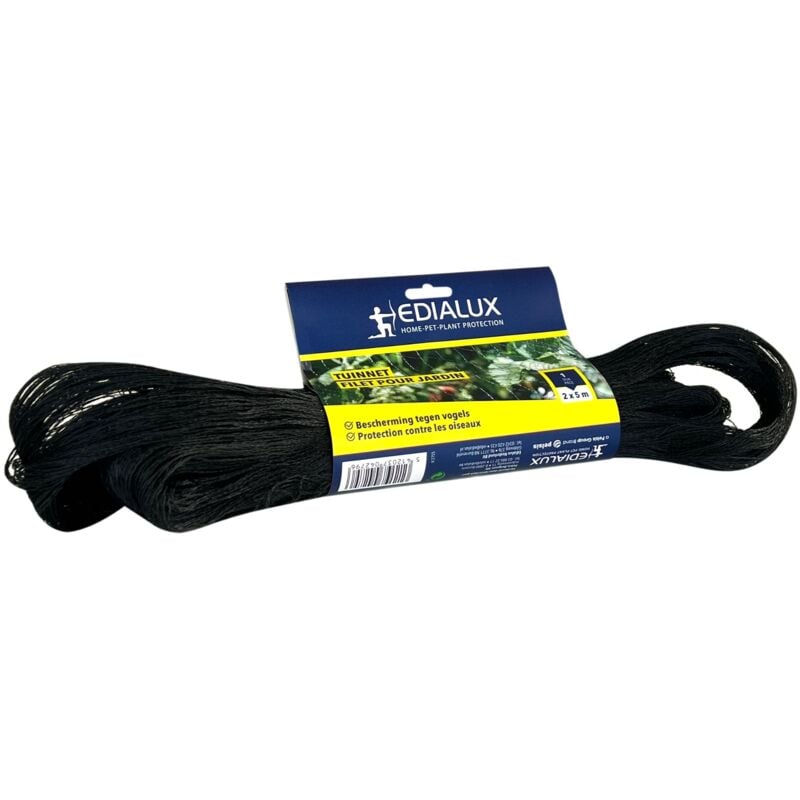 Filet anti-oiseaux 2x5m, maillage fin, polyéthylène sans nœuds, imputrescible, résistant aux intempéries, noir, protège étang, potager, balcon et