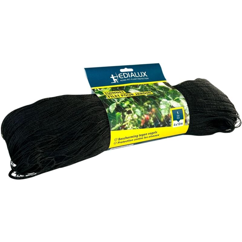 Filet anti-oiseaux 4x10m, maillage fin, polyéthylène sans nœuds, imputrescible, résistant aux intempéries, noir, protège étang, potager, balcon et