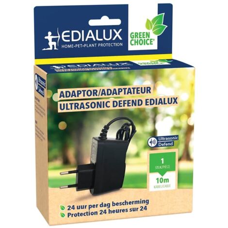 Edialux Netzteil fuer Ultraschall Tiervertreiber, 230V Stromversorgung, 1 m Kabel und 10 m Verlaengerungskabel, fuer Katzenabwehr Hundeabwehr Vogelabwehr, Plug and Play, Schwarz