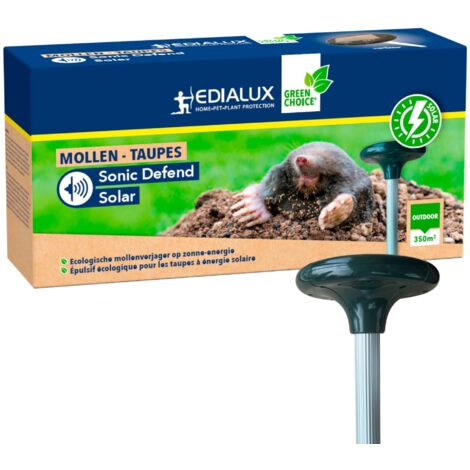 Edialux Répulsif solaire anti-taupe pour jardin, dispositif écologique d’éloignement des nuisibles, vibration sonore et ultrason pour pelouse extérieure, protection efficace et résistante aux
