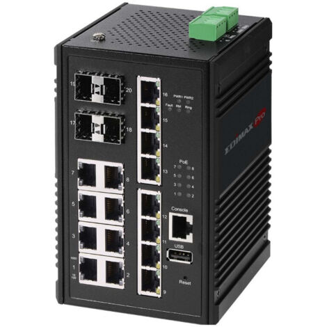 Edimax IGS-5416P switch di rete Gestito Gigabit Ethernet (10/100/1000) Nero Supporto Power over Ethernet (PoE)