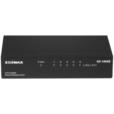 Edimax Switch di Rete 5 Porte Gigabit Non Gestito Montabile a Parete Nero GS-1005E