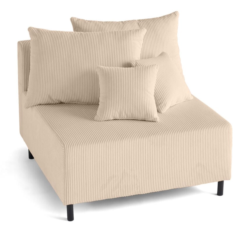 Lisa Design - Edinburg - module d'assise sans accoudoirs - en velours côtelé - beige